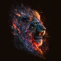 Flaming Angry Lion Face. Generative AI Royalty Free Stock Photo