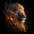 Flaming Lion Head. Generative AI