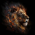 Flaming Lion Head. Generative AI