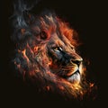 Flaming Lion Head. Generative AI