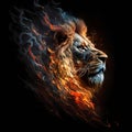 Flaming Lion Head. Generative AI