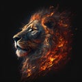 Flaming Lion Head. Generative AI