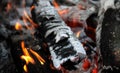 Flaming logs in bonfire detailed stock photos Royalty Free Stock Photo