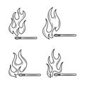 Flaming matches vector illustration with simple hand drawn style Royalty Free Stock Photo