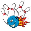 A Flaming Monster Bowling Ball Gets a Big Strike Royalty Free Stock Photo
