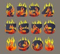 Flaming numbers set Royalty Free Stock Photo