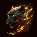 Flaming Panther Head. Generative AI