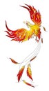 Flaming Phoenix vector illustration in artistic back view angle