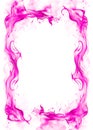Flaming pink fire frame set against a white background. Magic glow Royalty Free Stock Photo