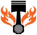 Flaming Piston - Car Auto Racing Illustration