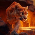 Flaming Puma Panther Imaginary Beautiful Animal Illustration