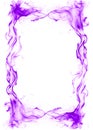 Flaming purple fire frame set against a white background. Magic glow Royalty Free Stock Photo