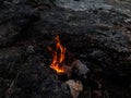 Flaming rock Yanartas, Chimera fires in eveninng, Antalya, Turkey