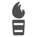 Flaming shot, burning cocktail solid icon, bar concept, fire shot glass vector sign on white background, glyph style