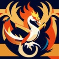 Flaming swan on a motorcycle. Vector illustration in flat style. Generative AI