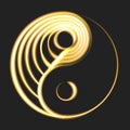 Flaming symbol of yin and yang on black background. Sign of chinese philosophy. Two halves of one whole. Vector
