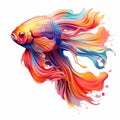 Flaming Tail: A Vibrant And Realistic Illustration Of A Colorful Fish