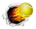 Flaming Tennis Ball Tearing a Hole in the Background