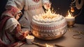 Flaming Threads Embroidering the Joy of National Toasted Marshmallow Day with a Marshmallo.AI Generated Royalty Free Stock Photo