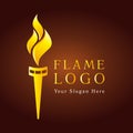Flaming torch logo.