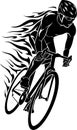 Flaming Trail of Bicycle Race Silhouette
