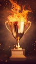 Flaming Trophy Symbolizing Victory and Success. Generative ai