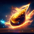 Flaming water drop on fire background. Realistic vector illustration. generative AI