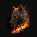 Flaming Wolf Head. Generative AI