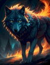 Flaming Wolf Illustration