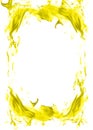 Flaming yellow fire frame set against a white background. Magic glow Royalty Free Stock Photo