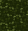 Flamingo Army pattern seamless. Military background. Protective