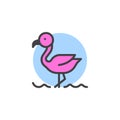 Flamingo on the beach filled outline icon