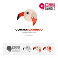 Flamingo bird concept icon set and modern brand identity logo template and app symbol based on comma sign