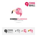 Flamingo bird concept icon set and modern brand identity logo template and app symbol based on comma sign