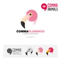 Flamingo bird concept icon set and modern brand identity logo template and app symbol based on comma sign