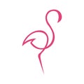 Flamingo bird pink silhouette drawn in a single line on a white isolated background. Minimalist style. Tattoo, logo Royalty Free Stock Photo