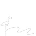 Flamingo bird. Silhouette line drawing on white background, California design. Vector