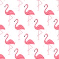 Flamingo Bird and Tropical Flowers Background - Retro seamless pattern Royalty Free Stock Photo