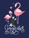 Flamingo vector card.