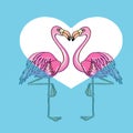 Flamingo couple and heart Royalty Free Stock Photo