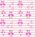 Flamingo couple pattern on stripes