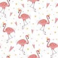 Flamingo crown seamless pattern template. Pink flamingo for girls party, girly design, vector Royalty Free Stock Photo