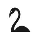 Flamingo with a curved neck Full black silhouette on white background Royalty Free Stock Photo