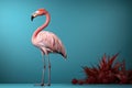 Flamingo extream minimal empty space background Generative AI