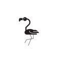 Flamingo head black vector concept icon. Flamingo head flat illustration, sign