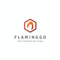 Flamingo head logo in polygon shape logo design vector