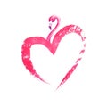 Flamingo in heart shape isolated on white background Royalty Free Stock Photo