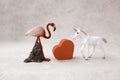 Flamingo heart and unicorn with love Royalty Free Stock Photo