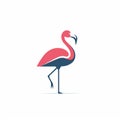 Minimalist Pink Flamingo Logo Design With Flat Style Royalty Free Stock Photo