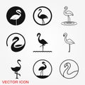 Flamingo icon, minimalistic vector illustration, symbol of bird Royalty Free Stock Photo